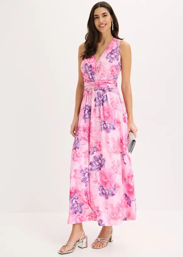 Abito lungo in jersey fine con accessorio, bonprix