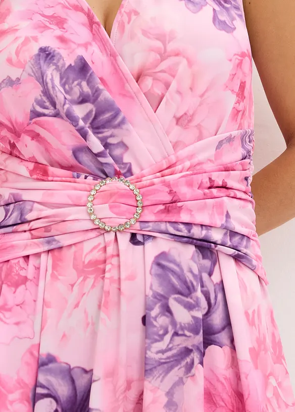 Abito lungo in jersey fine con accessorio, bonprix