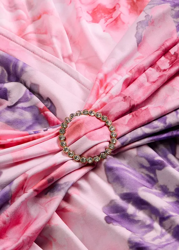Abito lungo in jersey fine con accessorio, bonprix