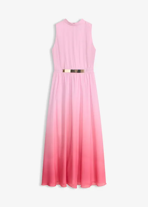 Abito di chiffon con colletto e accessorio in vita, bonprix