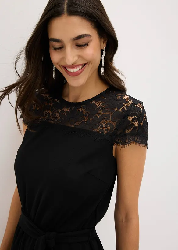 Tuta in jersey fine con pizzo, bonprix