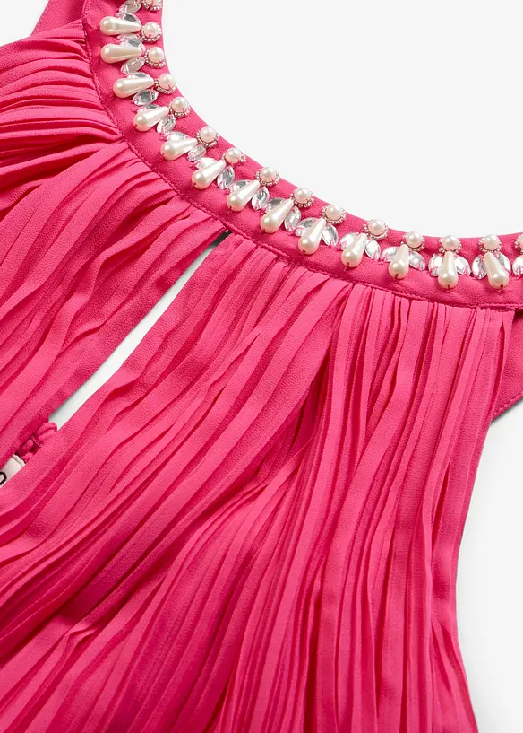 Abito lungo in fine chiffon con drappeggio, bonprix