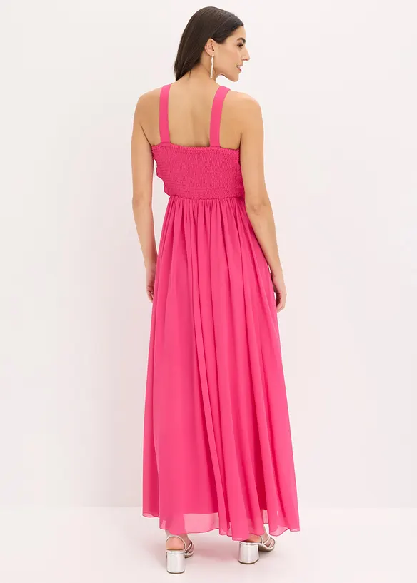 Abito lungo in fine chiffon con drappeggio, bonprix