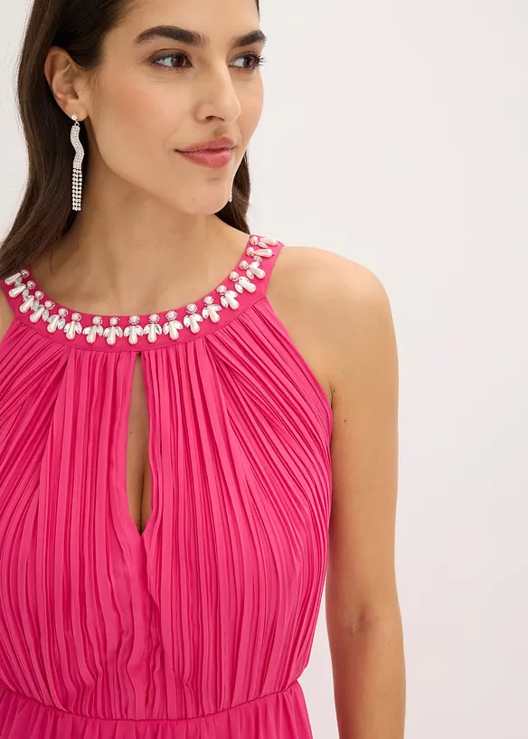 Abito lungo in fine chiffon con drappeggio, bonprix