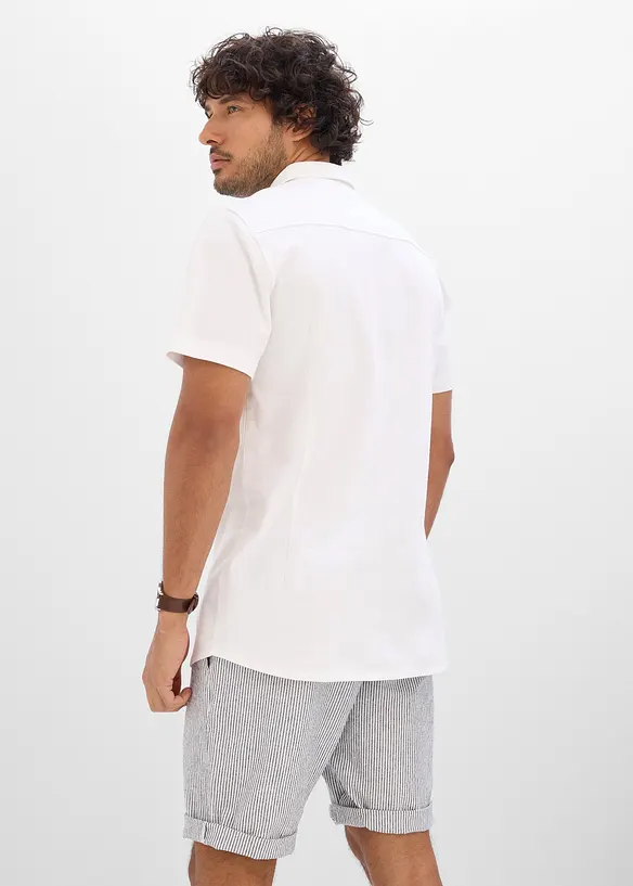 Camicia a maniche corte in piquet super elasticizzato, slim fit, bonprix