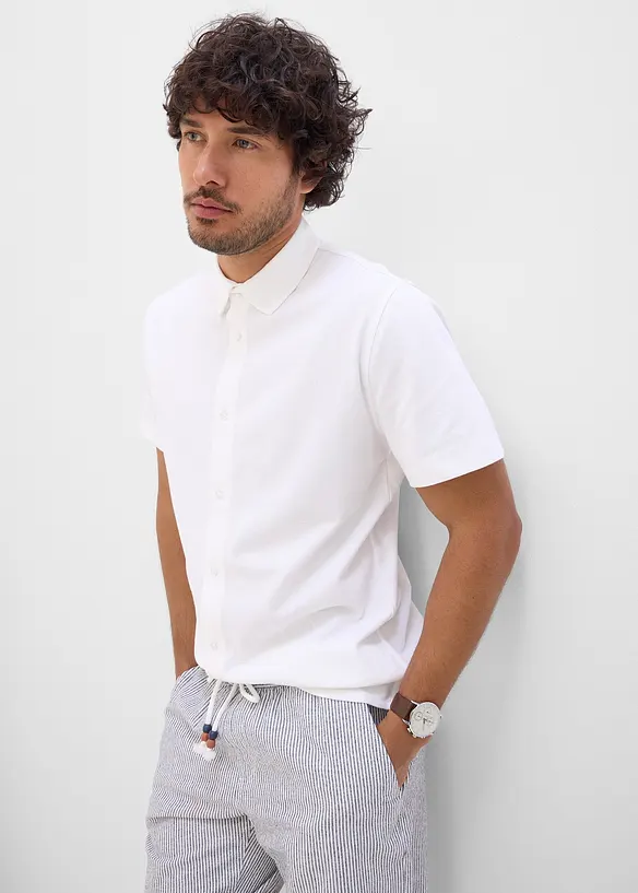 Camicia a maniche corte in piquet super elasticizzato, slim fit, bonprix