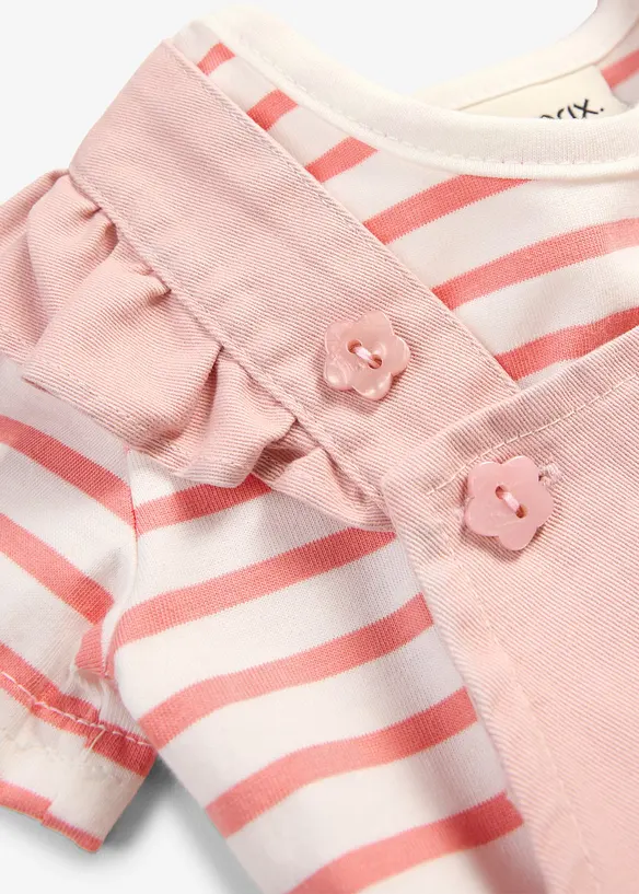 Body e abito salopette in puro cotone (set 2 pezzi), bonprix