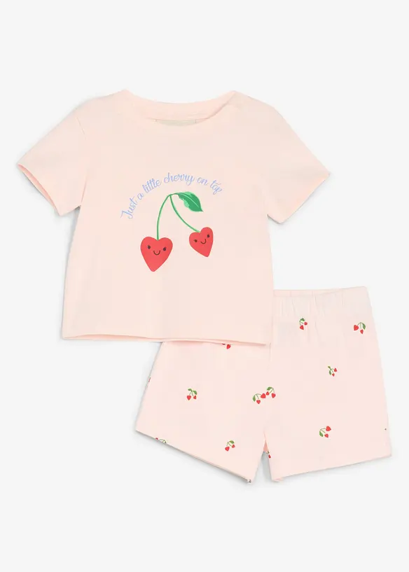 T-shirt e pantaloni corti in puro cotone biologico (set 2 pezzi), bonprix
