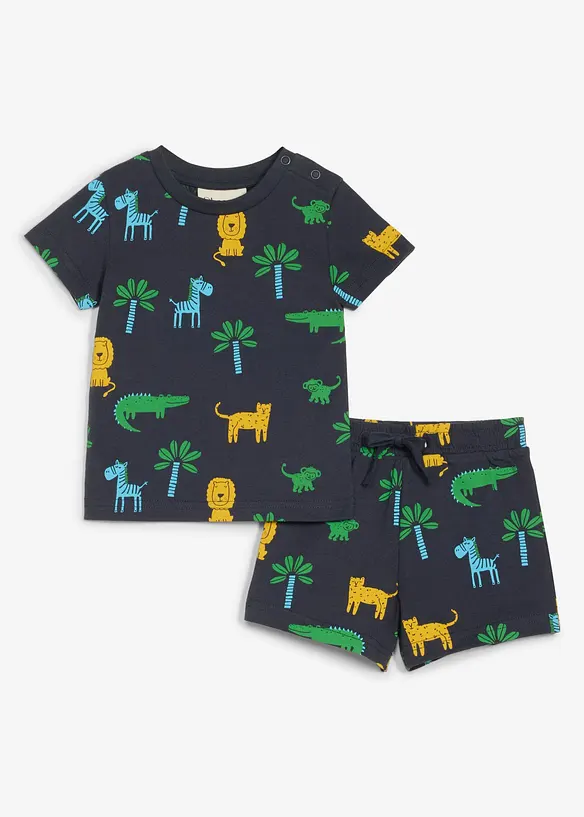 T-shirt e pantaloni corti in puro cotone biologico (set 2 pezzi), bonprix
