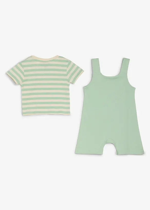 T-shirt + salopette corta (set 2 pezzi), bonprix