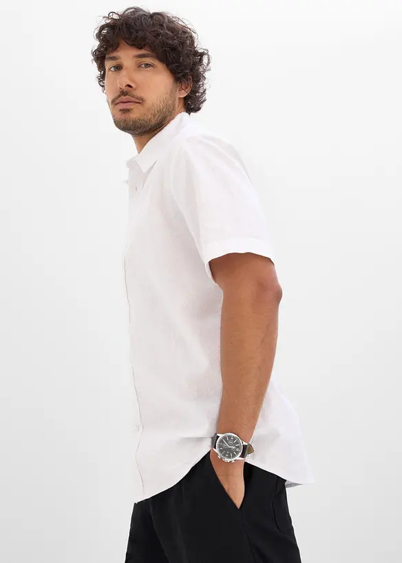 Camicia a maniche corte in fresco misto lino, bonprix