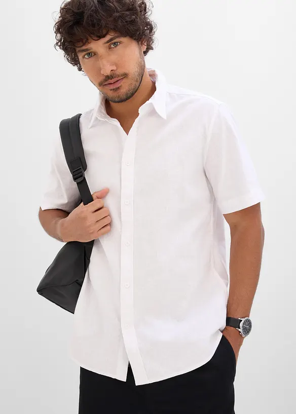 Camicia a maniche corte in fresco misto lino, bonprix