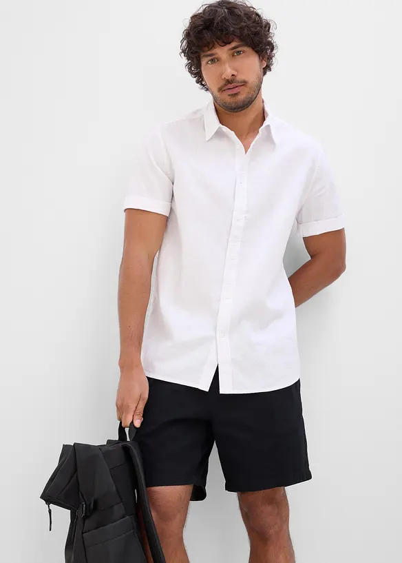 Camicia a maniche corte in fresco misto lino, bonprix