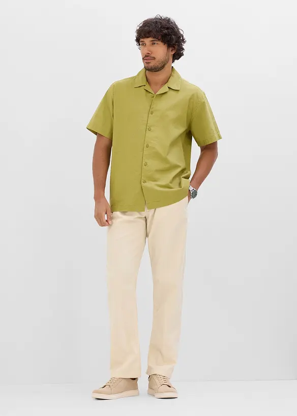 Camicia a maniche corte in misto lino leggero, loose fit, bonprix