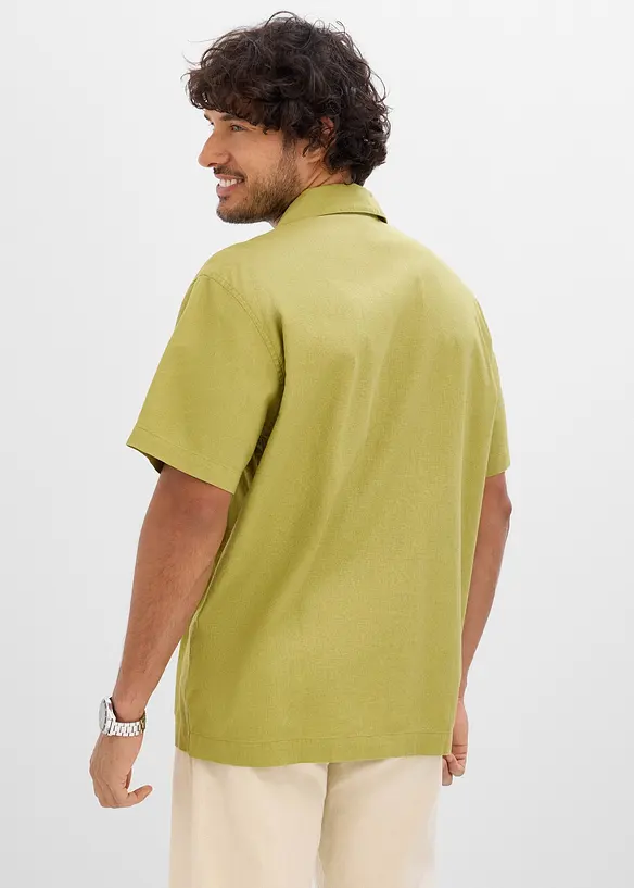 Camicia a maniche corte in misto lino leggero, loose fit, bonprix
