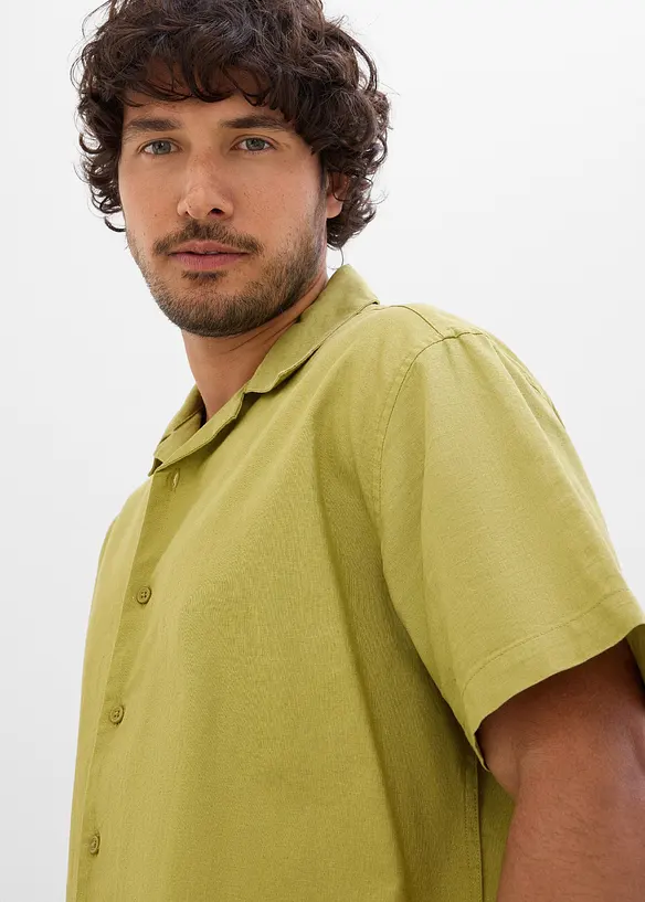 Camicia a maniche corte in misto lino leggero, loose fit, bonprix