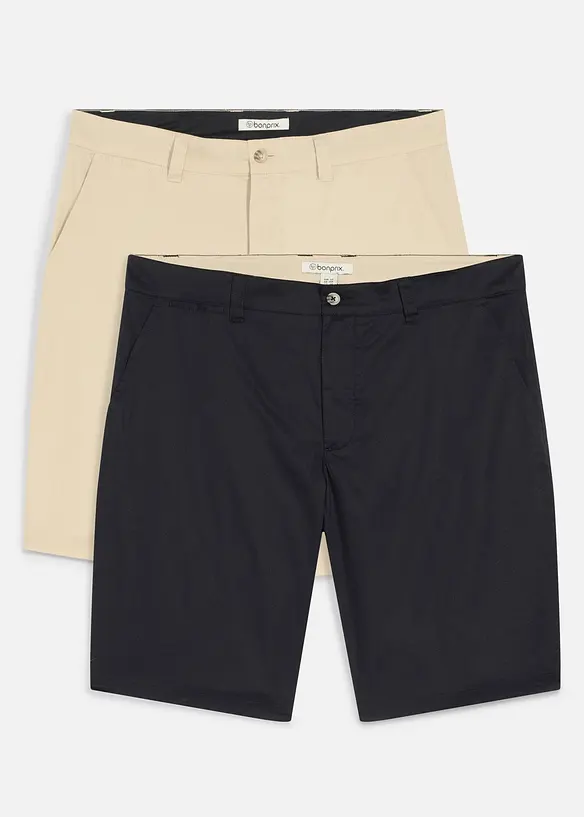 Bermuda chino elasticizzati, regular fit (pacco da 2), bonprix