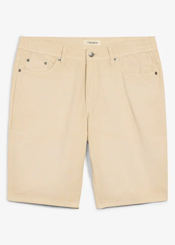 Bermuda elasticizzati leggeri in denim colorato, regular fit, bonprix
