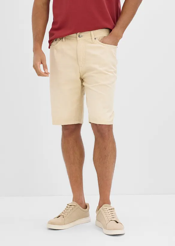 Bermuda elasticizzati leggeri in denim colorato, regular fit, bonprix