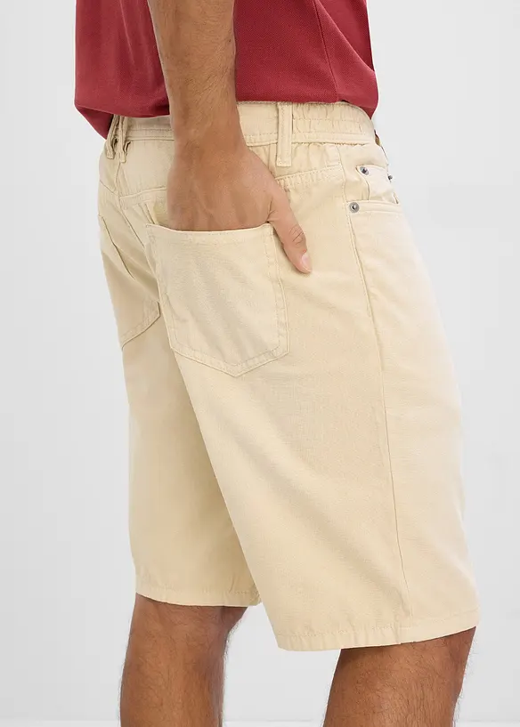 Bermuda elasticizzati leggeri in denim colorato, regular fit, bonprix