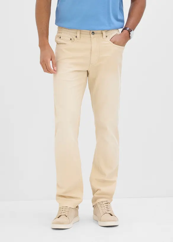 Jeans regular fit in denim colorato leggero, con vita elasticizzata, taglio straight, bonprix