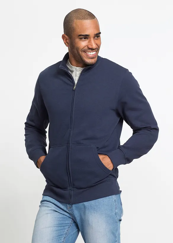 Felpa con zip a collo dritto, bonprix