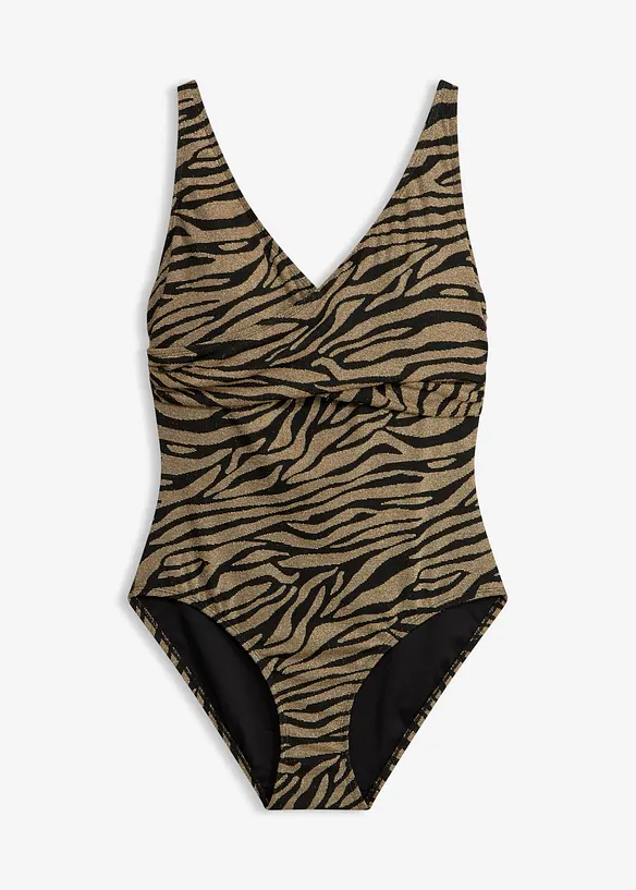 Costume intero in materiale lucido con effetto incrociato, bonprix