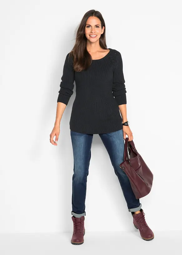 Jeans boyfriend elasticizzati, vita media, bonprix