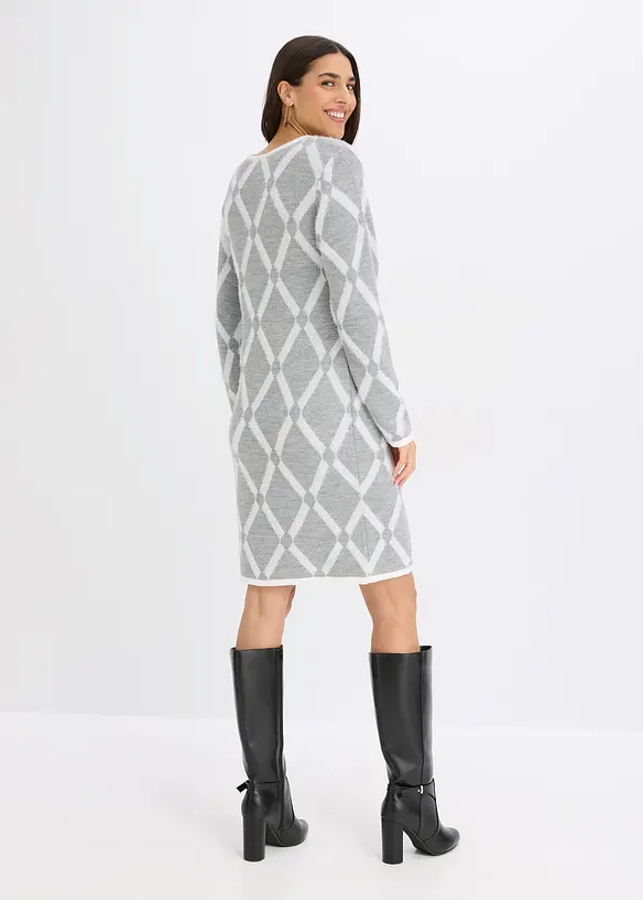 Abito in maglia a rombi in filato piumato, bonprix