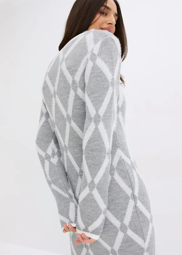 Abito in maglia a rombi in filato piumato, bonprix