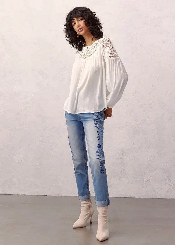 Jeans slim fit cropped, vita media, bonprix