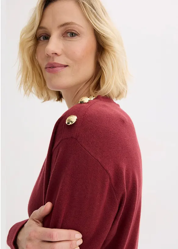Maglione in misto cotone con bottoni, bonprix