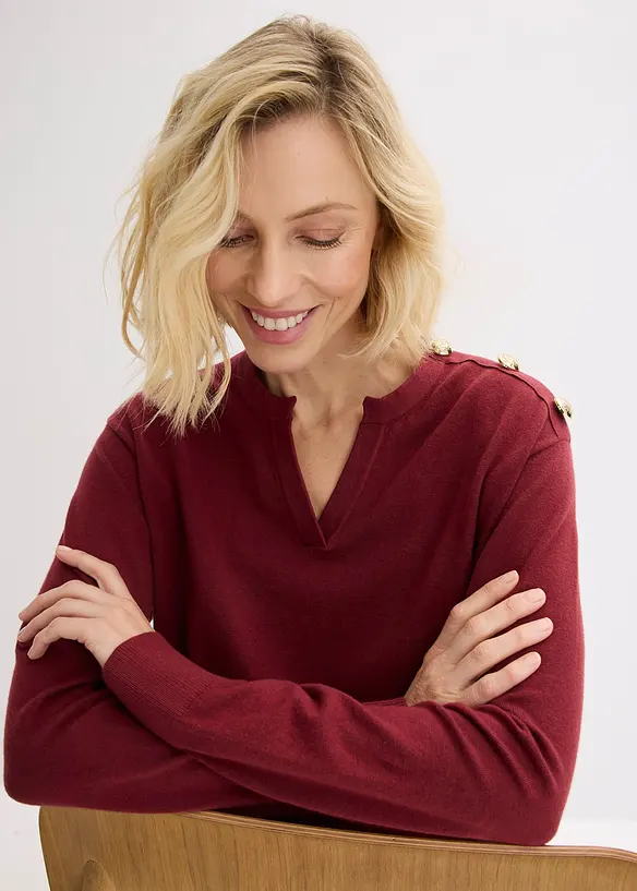 Maglione in misto cotone con bottoni, bonprix