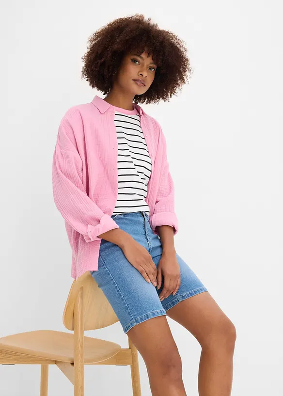 Bermuda in jeans, vita media, bonprix