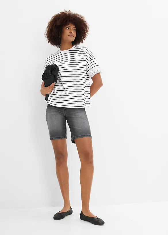 Bermuda in jeans, vita media, bonprix