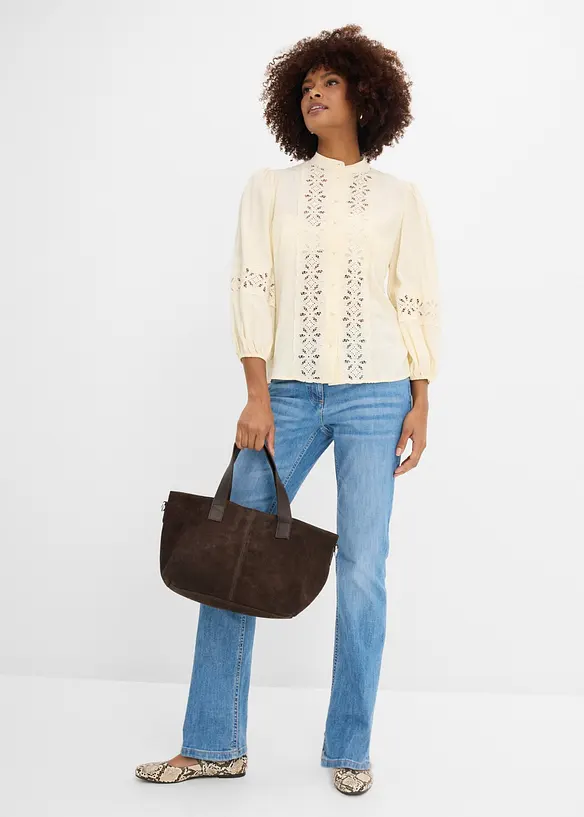 Jeans dritti con girovita comodo, vita media, bonprix