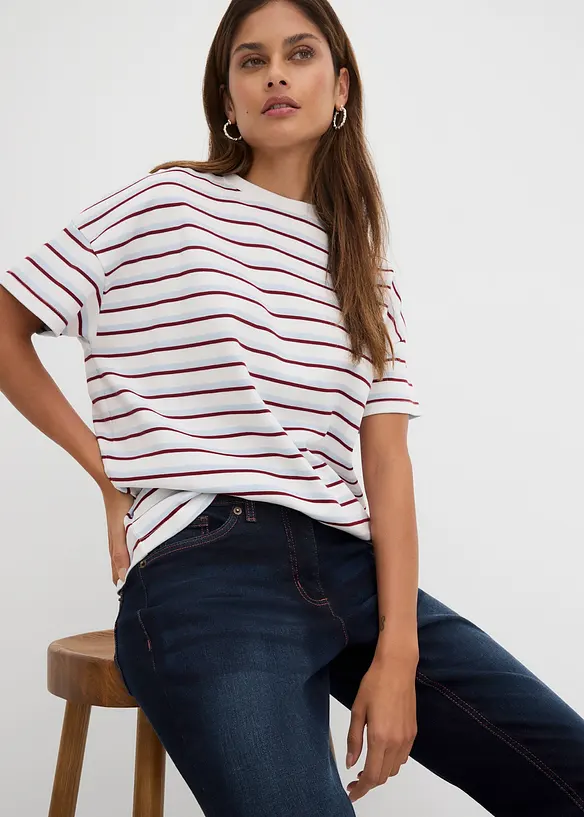 Jeans dritti con girovita comodo, vita media, bonprix