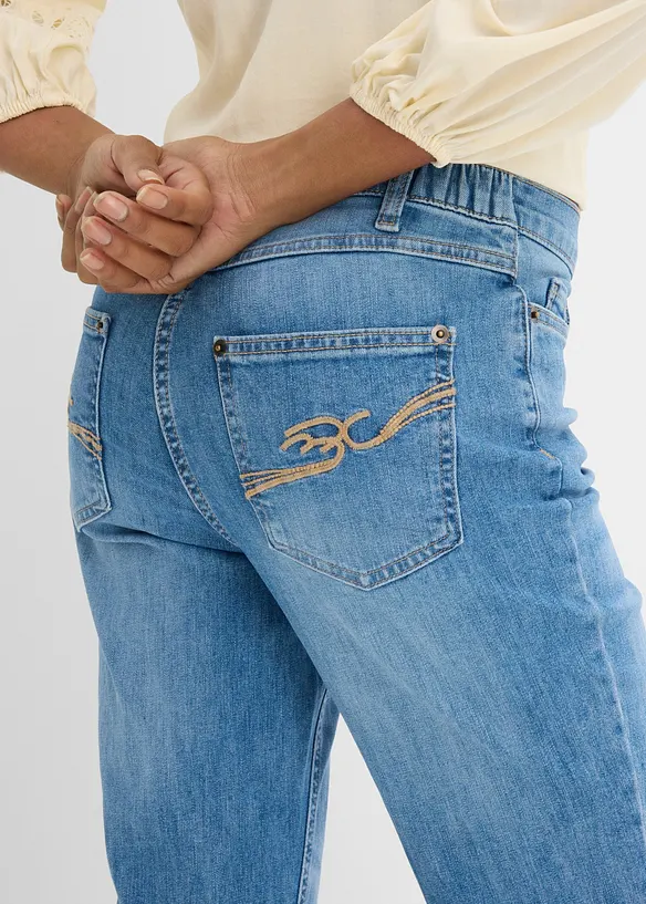 Jeans dritti con girovita comodo, vita media, bonprix