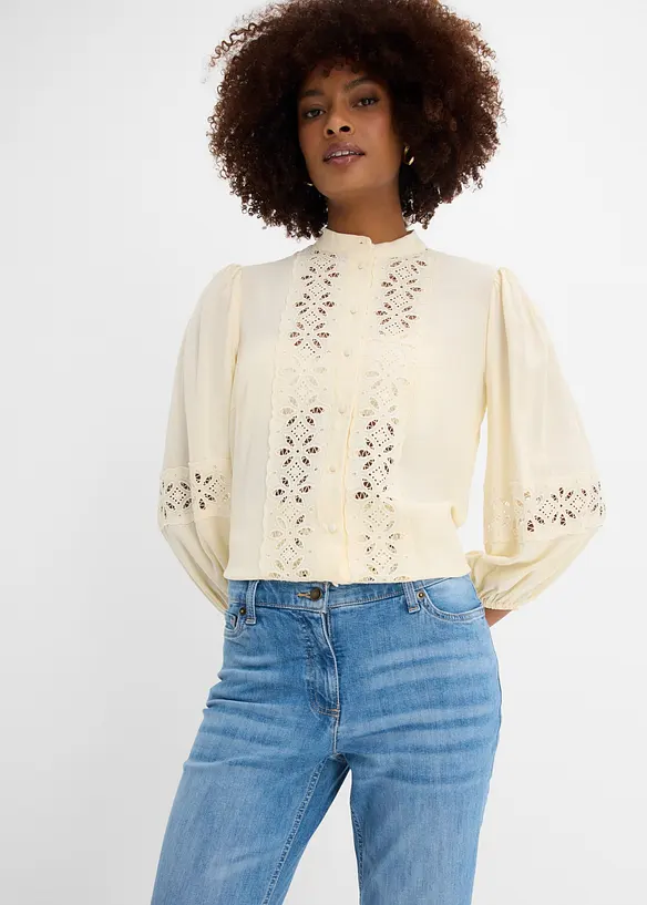 Jeans dritti con girovita comodo, vita media, bonprix