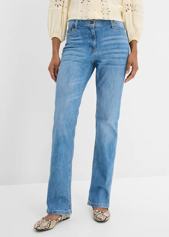 Jeans dritti con girovita comodo, vita media, bonprix