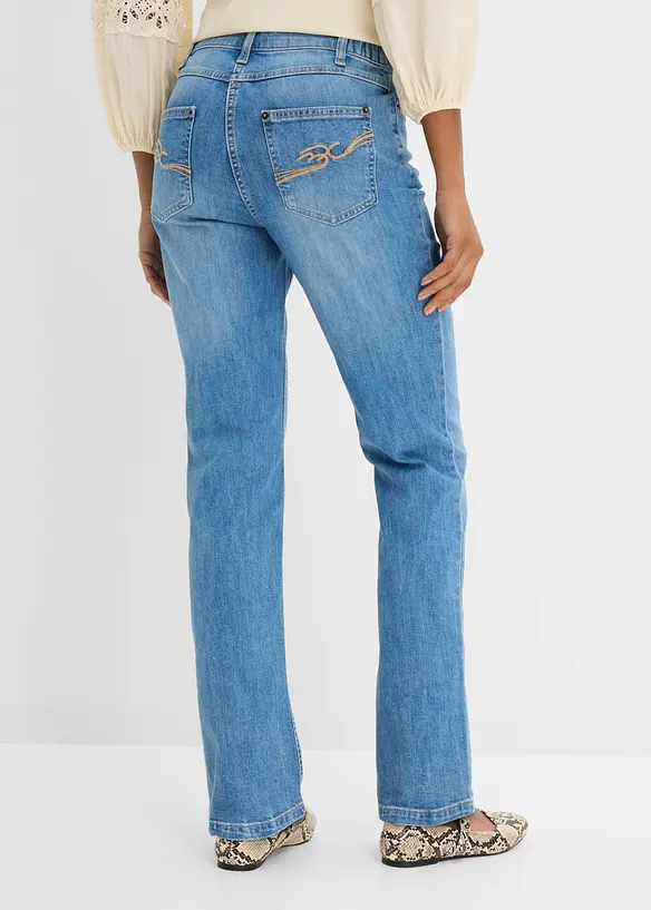 Jeans dritti con girovita comodo, vita media, bonprix