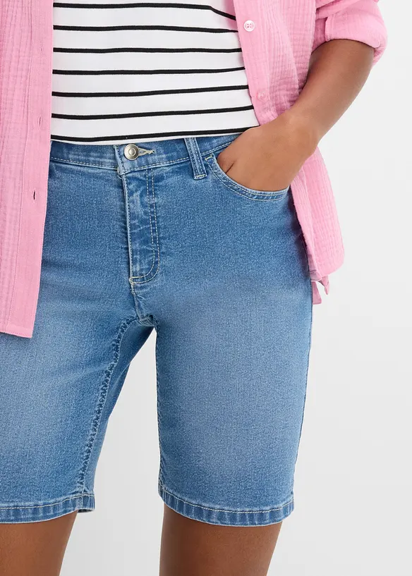 Bermuda in jeans, vita media, bonprix