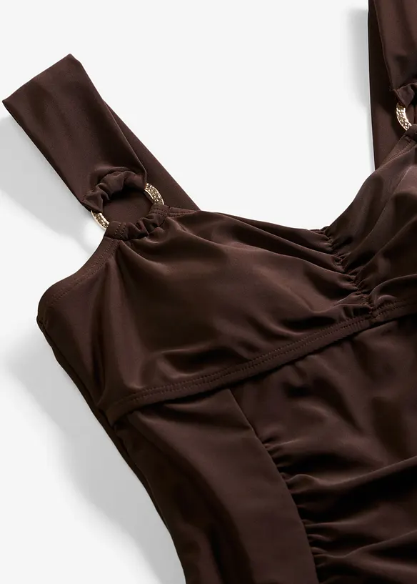 Costume intero con dettagli dorati e effetto modellante leggero, bonprix