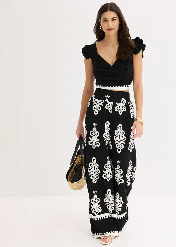 Pantaloni in jersey, vita alta, bonprix