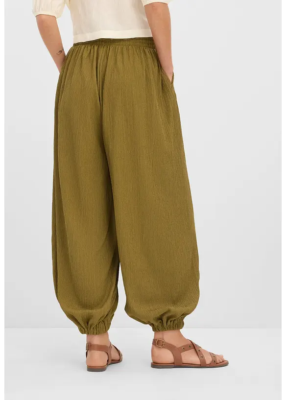 Pantaloni alla turca in cr&ecirc;pe operato, bonprix