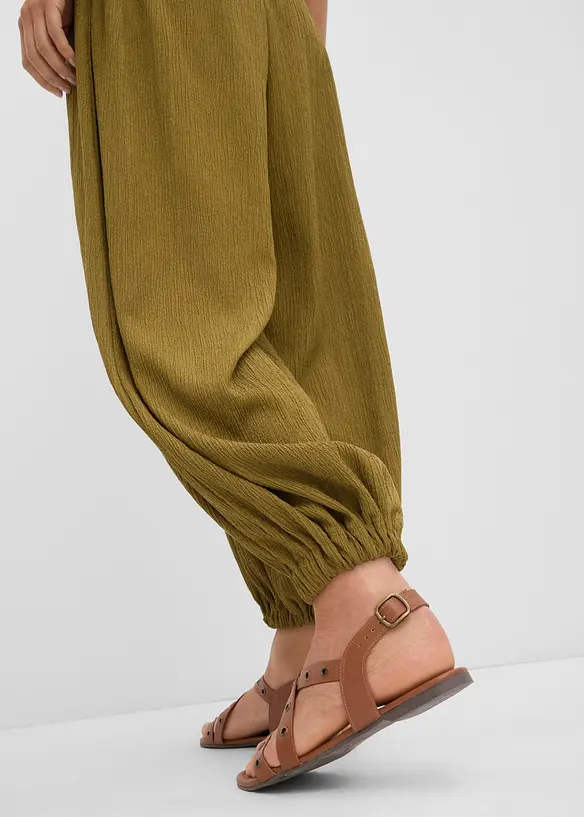Pantaloni alla turca in cr&ecirc;pe operato, bonprix