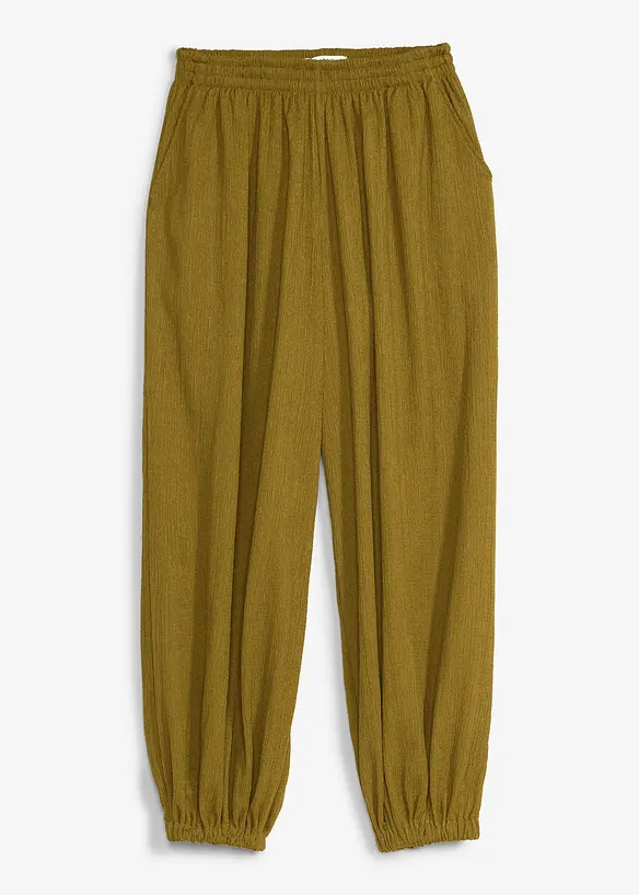 Pantaloni alla turca in cr&ecirc;pe operato, bonprix