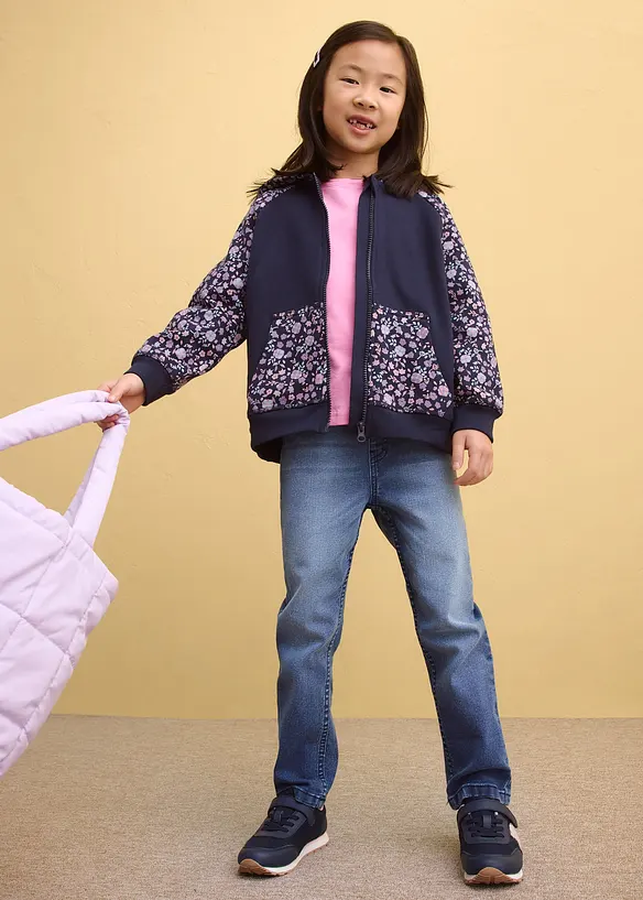 Felpa con zip e cappuccio in puro cotone biologico, bonprix