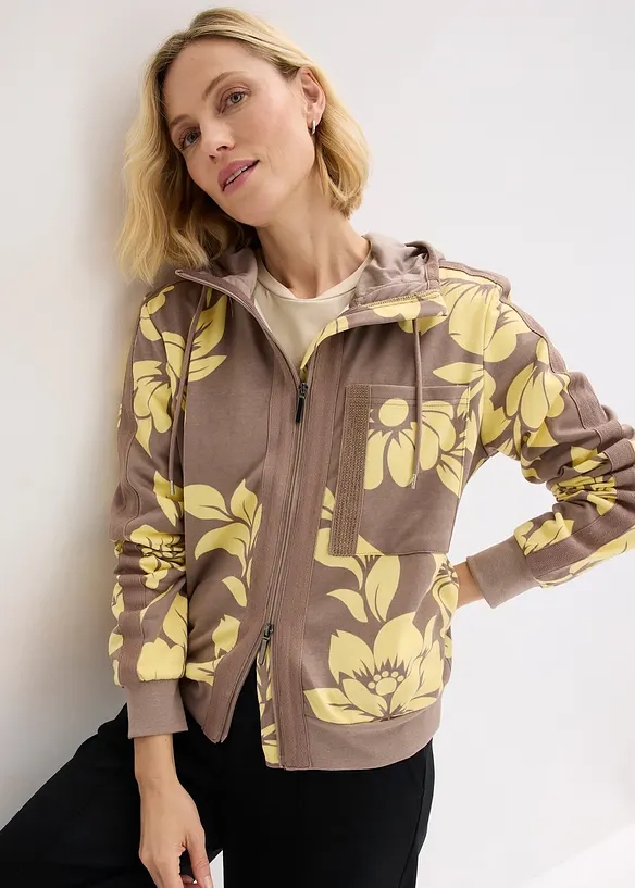 Felpa con zip e cotone, bonprix