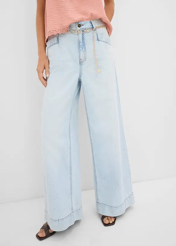 Jeans wide leg, vita alta, bonprix